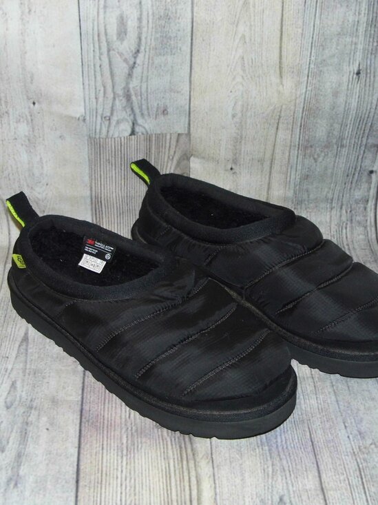 UGG Tasman LTA Black Nylon/Sheepskin Slippers Mens Size 12 - Picture 1 of 8